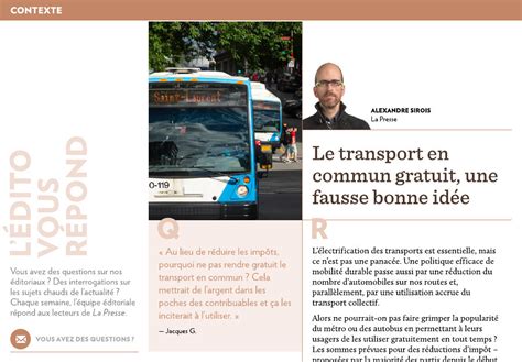 Le Transport En Commun Gratuit Une Bonne Id E La Presse