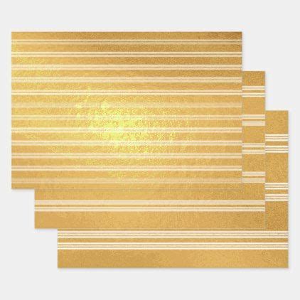 Classy Gold Striped Pattern Foil Wrapping Paper Sheets | Zazzle.com ...