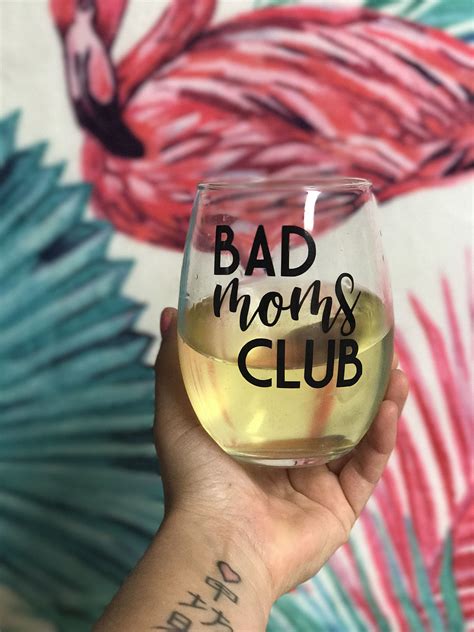 Cute Stemless Wine Glass Bad Mom Wine Glass Mothers Day T Wine