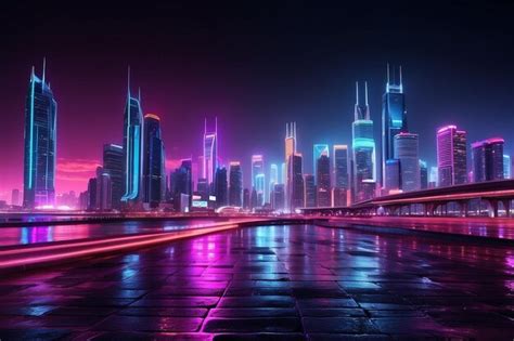 Premium Photo Neon Cityscape Background