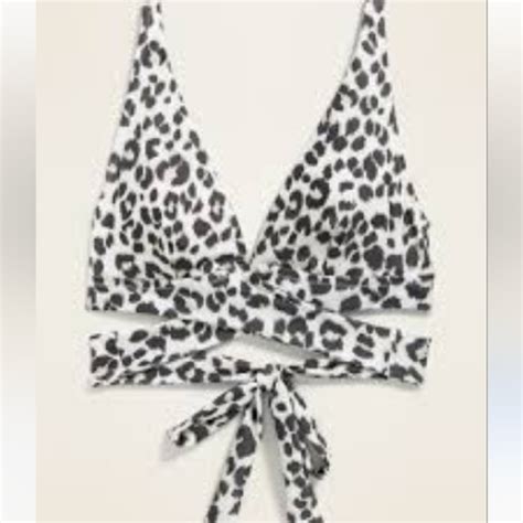 Old Navy Swim Old Navy Black And Tan Leopard Print Bikini Top Tie Back Triangle Bra Size M