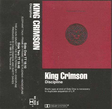 King Crimson Discipline 1981 Cassette Discogs