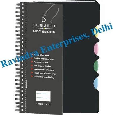 Pvc Cover Black 5 Subject A5 Wiro Notebook For Corporate Promotion