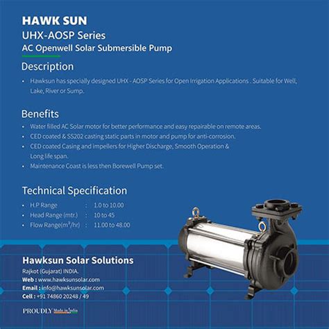 Uhx Aosp Series Ac Openwell Solar Submersible Pump Max Voltage V