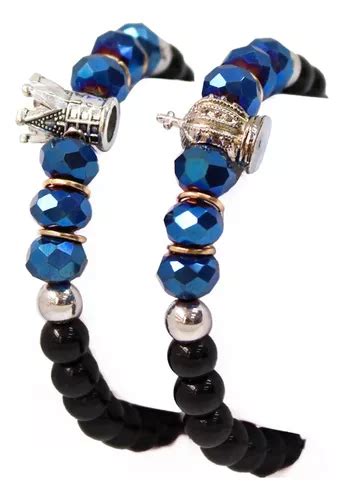 Pulsera Manilla Cuarzo Azul Para Parejas King Queen Set X Cuotas Sin