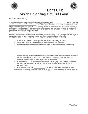 Vision Screening Opt Out Doc Template Pdffiller