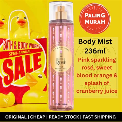 BATH AND BODY WORKS BBW BODY MIST FRAGRANCE MIST BODY SPRAY BUBBLY ROSE