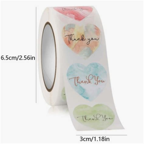 Heart Shaped Thank You Sticker Roll Indi And Oak