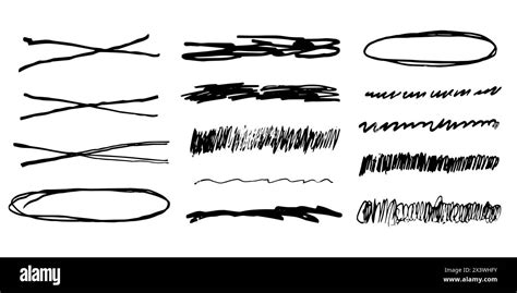 Underlines Set Brush Stroke Marker Lines Grunge Curve Wavy Free Hand