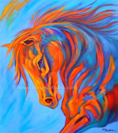 Paintings of Horses: Abstract Horse Painting in Bright Colors by Theresa Paden