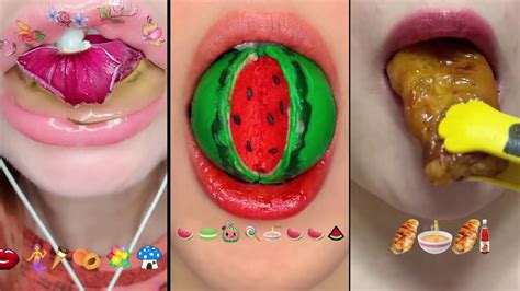 Mukbang Asmr Eating Lips Emoji Food Compilation New 2023 🌸🍉🍠 食べる唇コンパイル