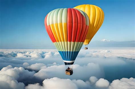 Premium Photo A Hot Air Balloon With A Man On It Flying In The Sky