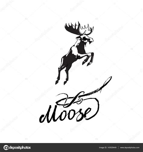 Moose Jumping Logo Vector Stock Vector Tanshy