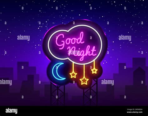 Good Night Neon Sign Vector Good Night Neon Text Design Template