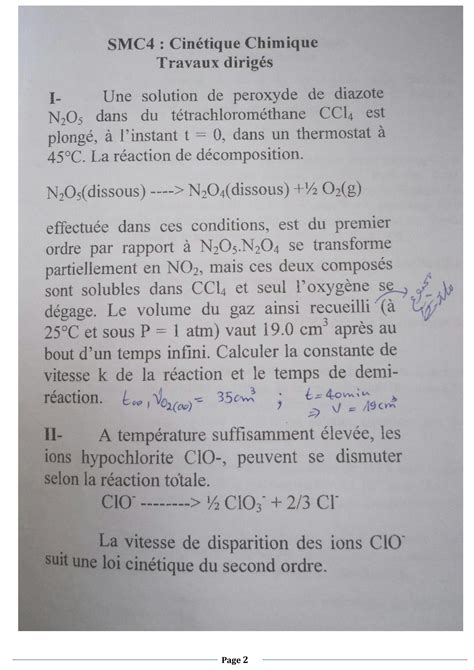 Solution Cinetique Chimique Examen Corrig Studypool