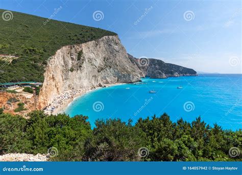 Panorama Von Porto Katsiki Beach Lefkada Griechenland Stockfoto