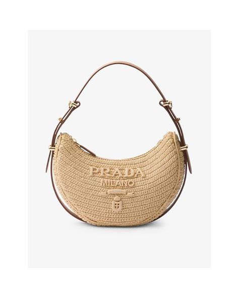 Prada Arqué Raffia effect Shoulder Bag in Natural Lyst