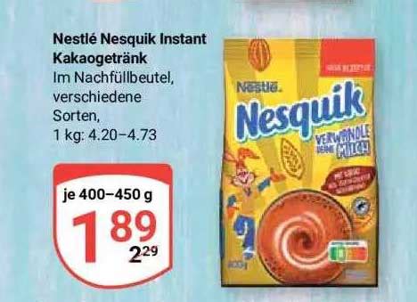 Nestl Nesquik Instant Kakaogetr Nk Angebot Bei Globus Prospekte De