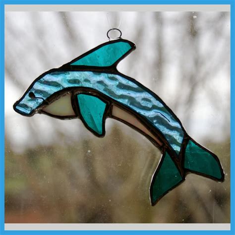 Dolphin Suncatcher Stained Glass Handmade Folksy