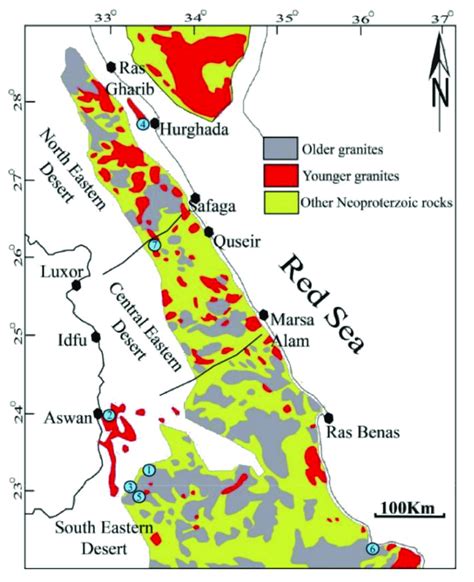 Distribution Map Of Neoproterozoic Rocks In The Eastern Desert And