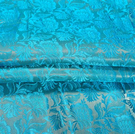 Buy Cyan Golden Kinkhab Banarasi Silk Fabric For Best Price Reviews