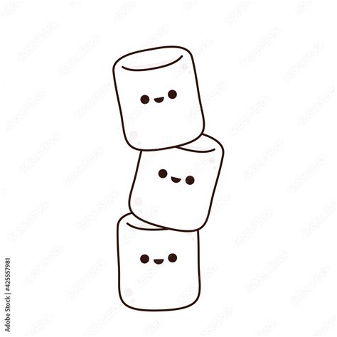 Marshmallow cartoon. marshmallow character design. Stock Vector | Adobe ...