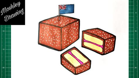 How To Draw Australian Lamington Cake Step By Step YouTube