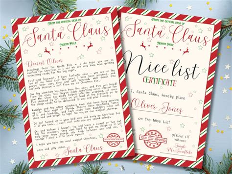 Editable Letter From Santa Claus Printable Nice List Etsy Uk