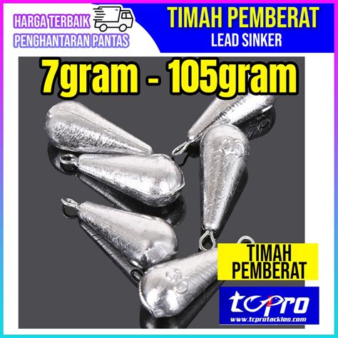 Timah Pemberat Batu Ladung Lead Sinker 7g 14g 105g Fishing Bottom