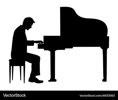 Man Playing Piano Silhouette Pianist Royalty Free Vector