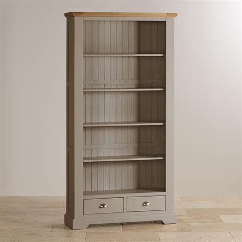 Natural Oak And Light Grey Painted Bookcase