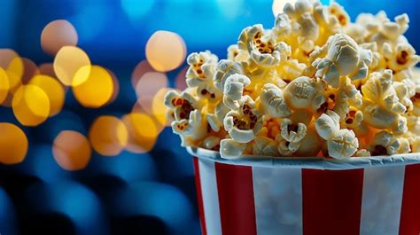 Premium Photo A Closeup Of A Red And White Striped Popcorn Bucket