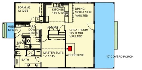 2 Bed Contemporary House Plan Under 1400 Sq Ft with Vaulted Interior ...