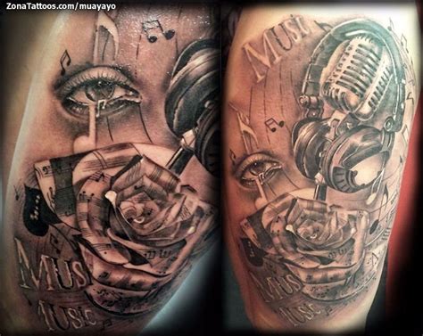 Tattoo of Microphones, Music, Headphones