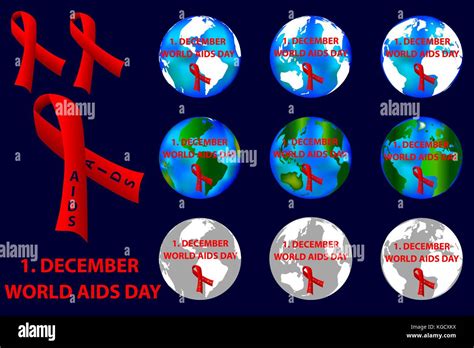 El 1 De Diciembre Día Mundial Del Sida Vector Logo Cinta Roja Sida