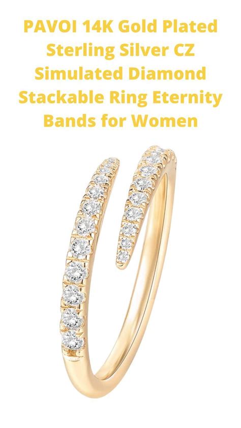 PAVOI 14K Gold Plated Sterling Silver CZ Simulated Diamond Stackable