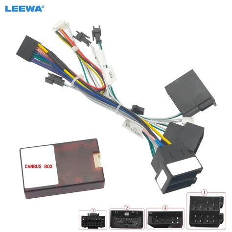 LEEWA Adaptador de cablagem de áudio para carro caixa Canbus 16Pin