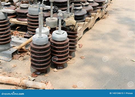 Electrical Post High Voltage Electric Equipment Stock Image Image Of