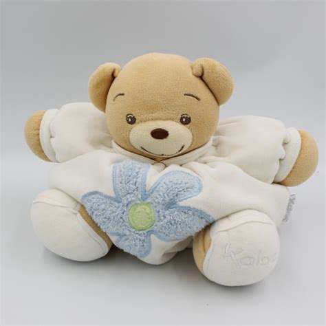 Doudou Ours Boule Patapouf Blanc Fleur Bleue Kaloo