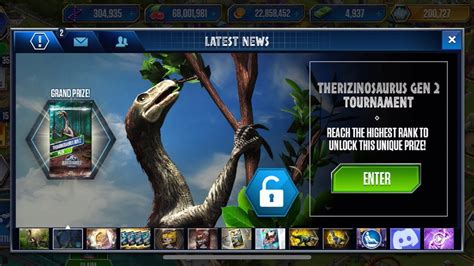 New Therizinosaurus Gen 2 Tournament Jurassic World The Game Youtube