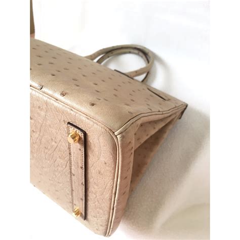 Herm S Birkin Autruche Parchemin Cuirs Exotiques Beige Ref