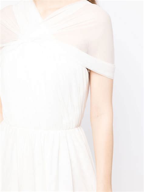 Anouki Sheer Sleeve Pleated Dress In White Modesens