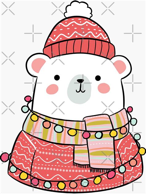 Cute Christmas Polar Bear Sticker For Sale By Yarafantasyart Redbubble