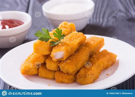 Fried Fish Sticks Fingers Or Chicken Nugget Stock Photo Image Of Meal