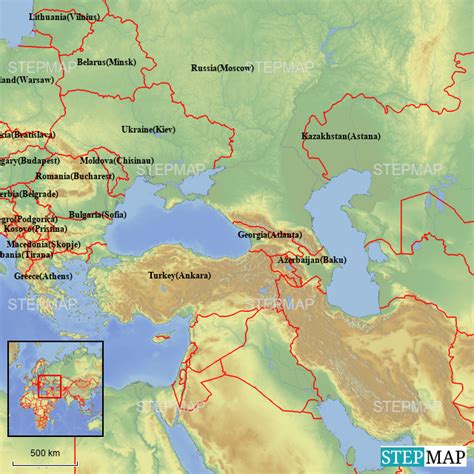 StepMap - Southeast Europe - Landkarte für Europe