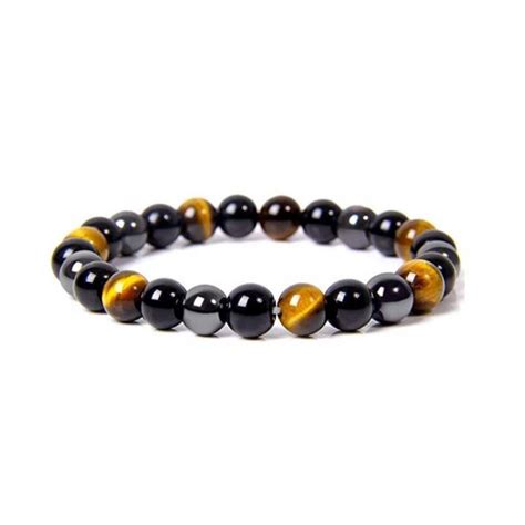 Bracelet Œil De Tigre Hématite Obsidienne pierre naturelle lithothérapie