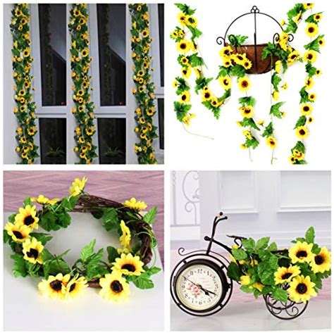 Kateler Pack Artificial Sunflower Garland Ft Silk Sunflowers Vine