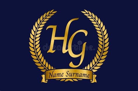 Initial Letter H And G Hg Monogram Logo Design With Laurel Wreath