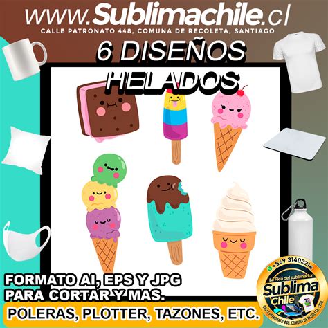 15 Diseños de Helados para Sublimar AI EPS y Sublimachile