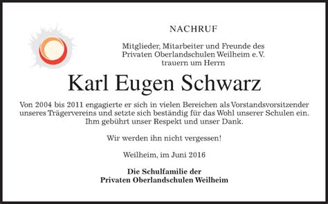 Traueranzeigen Von Karl Eugen Schwarz Trauer Merkur De